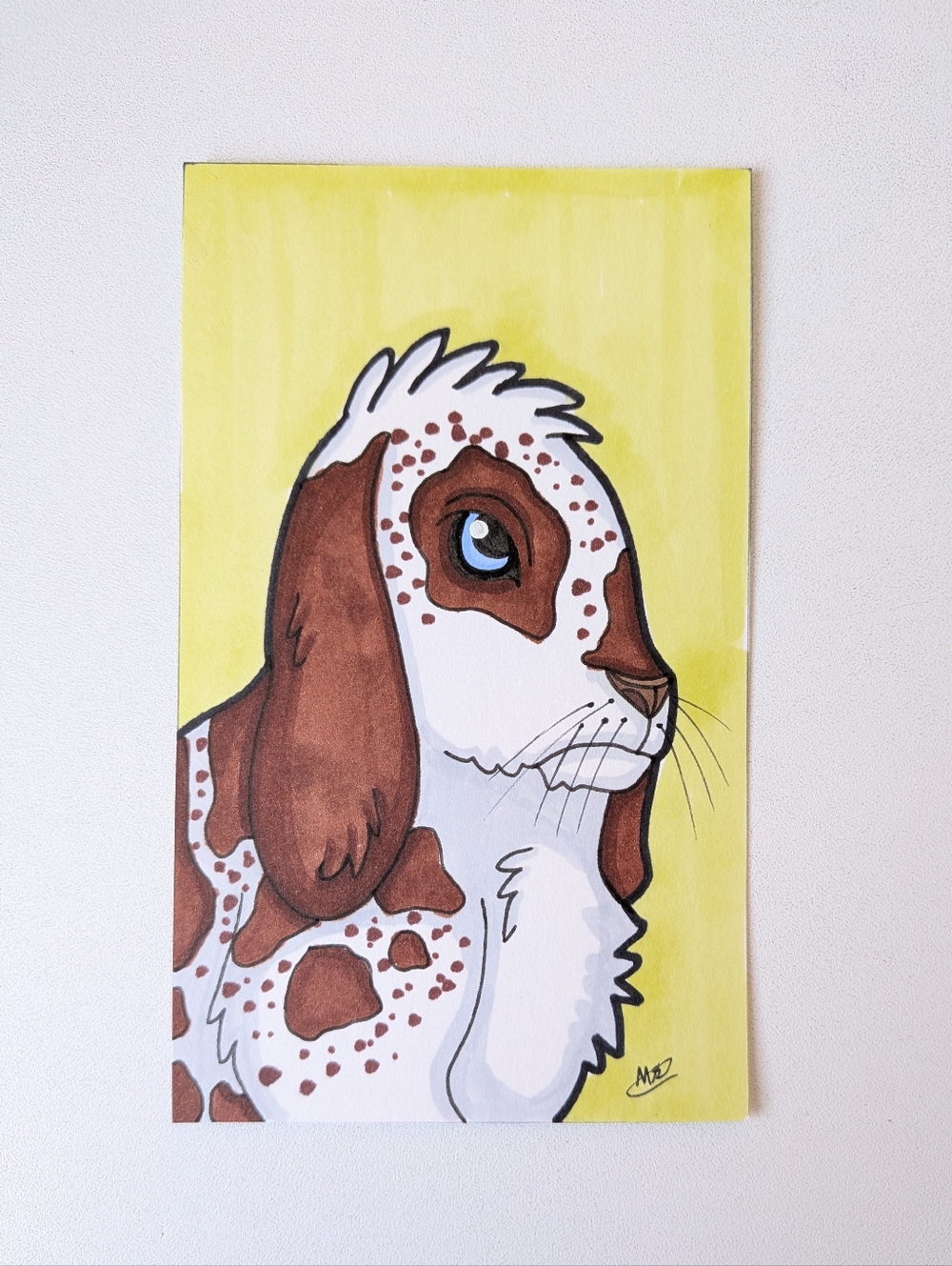 Original Lop Bunny Rabbit Pet Portrait 3×5 Marker Illustration By Mattoodles